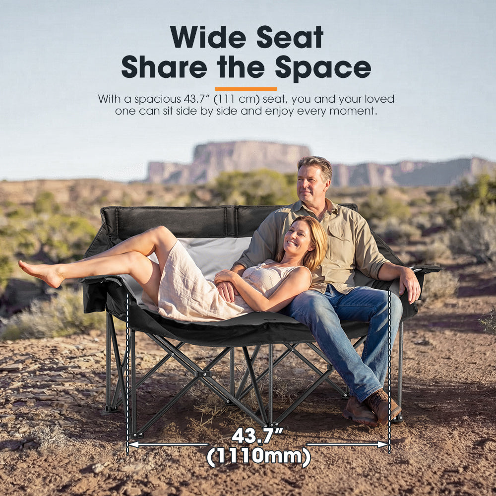 SAN HIMA Double Camping Chair for 2 Person 650 LBS Thick Loveseat