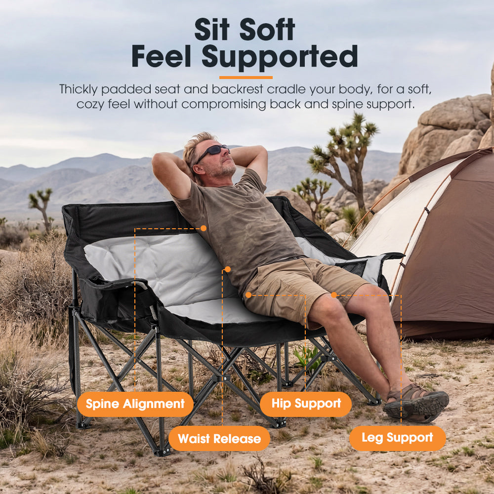 SAN HIMA Double Camping Chair for 2 Person 650 LBS Thick Loveseat