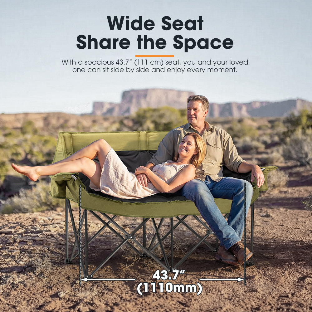 SAN HIMA Double Camping Chair for 2 Person 650 LBS Thick Loveseat