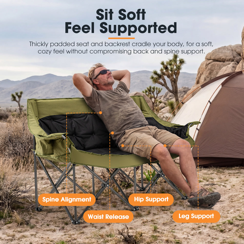 SAN HIMA Double Camping Chair for 2 Person 650 LBS Thick Loveseat