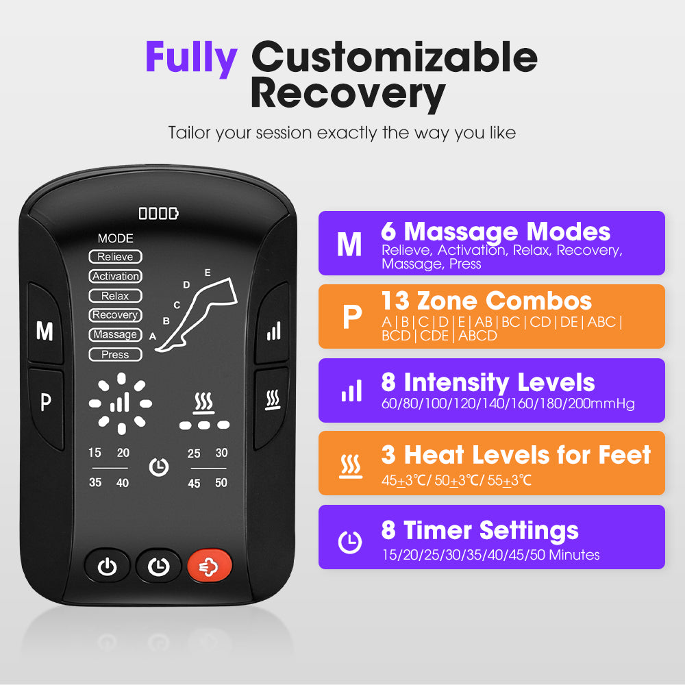 San Hima Air Compression Leg Massager with Heat Cordless Recovery