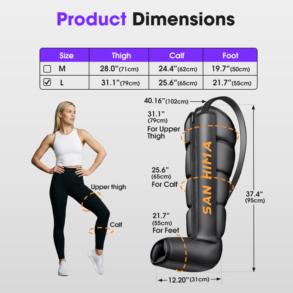 San Hima Air Compression Leg Massager Full Leg Recovery Boots Large