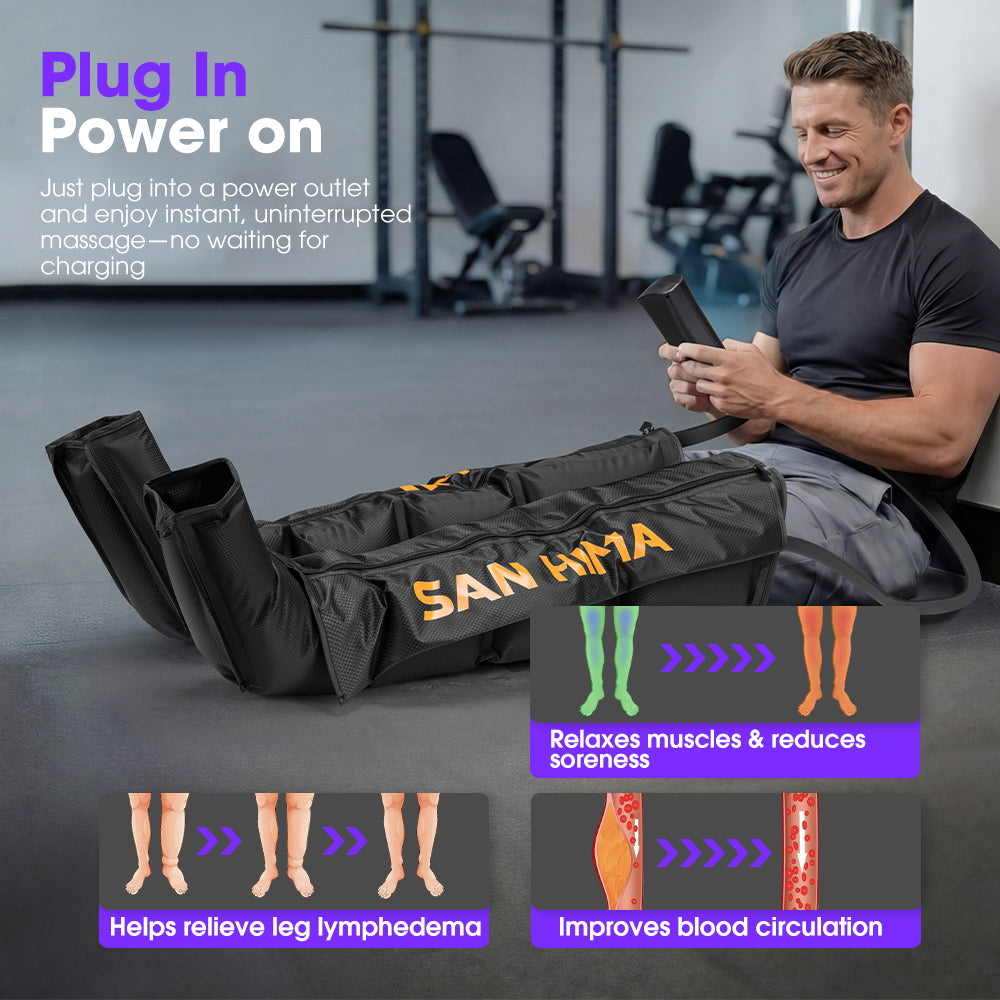 San Hima Air Compression Leg Massager Full Leg Recovery Boots Medium