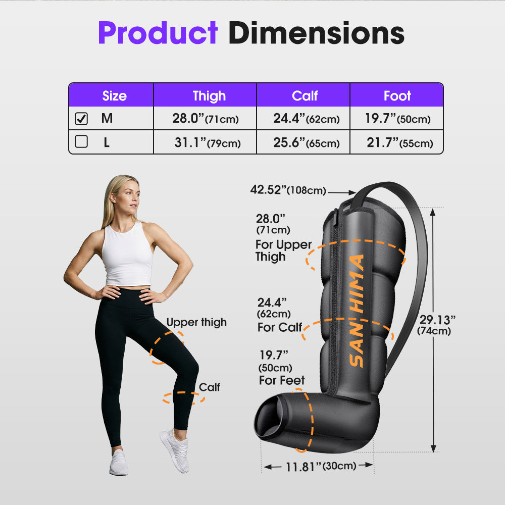 San Hima Air Compression Leg Massager Full Leg Recovery Boots Medium