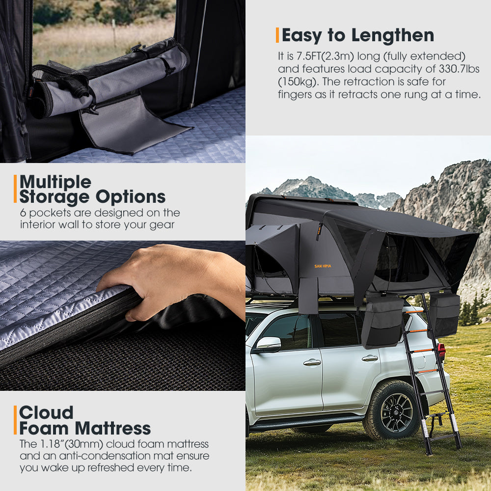 San Hima Jervis Rooftop Tent Hardshell w/ Ladder Camping Waterproof