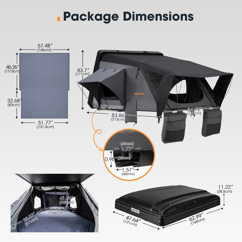 San Hima Jervis Rooftop Tent Hardshell w/ Ladder Camping Waterproof