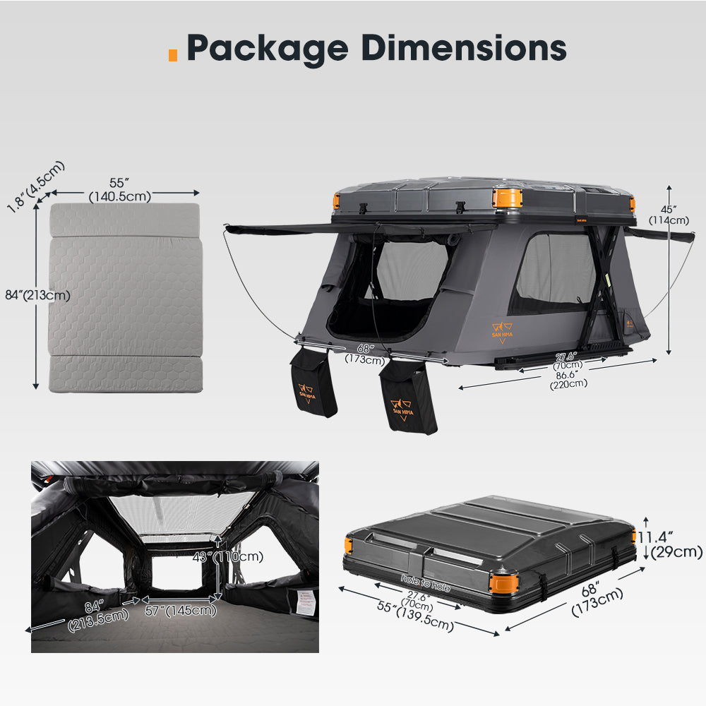 San Hima Kosci E-rise Electric Rooftop Tent Hardshell Automatic Outdoor Camping