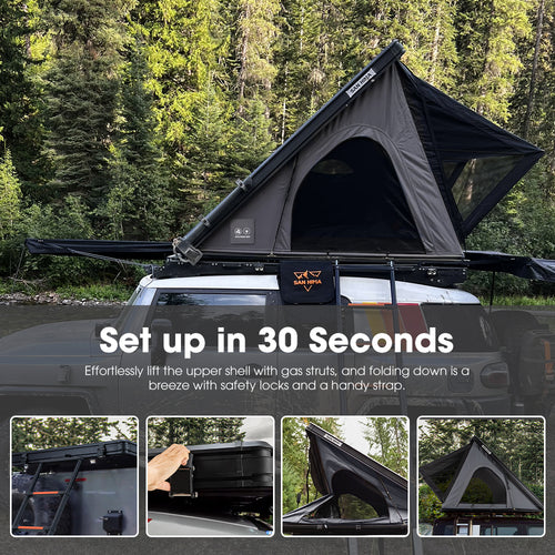 San Hima Hotham Lite Aluminum Roof Top Tent Hardshell Camping 4WD 4x4