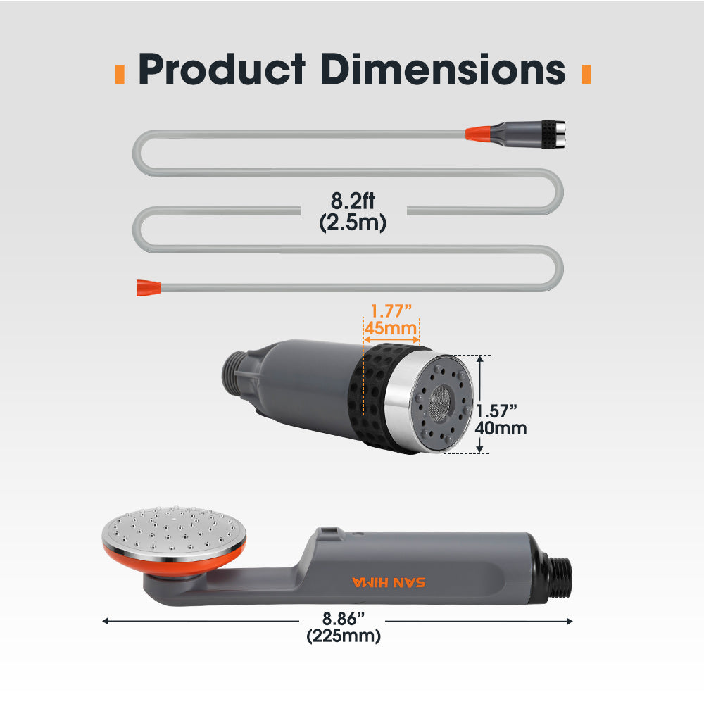 San Hima Portable Camping Shower built-in lithium battery Rechargeable
