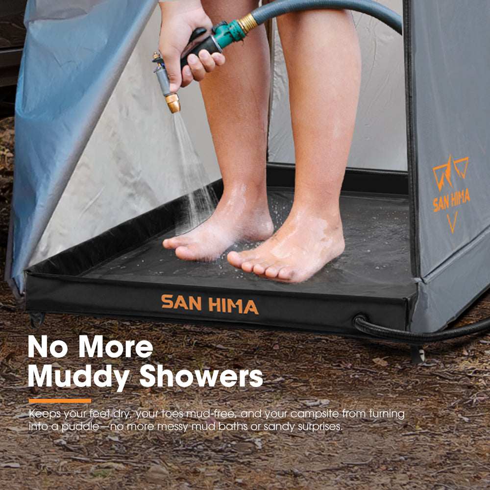 San Hima Portable Shower Pan 41"x41" with Drainage Hole Storage Bag