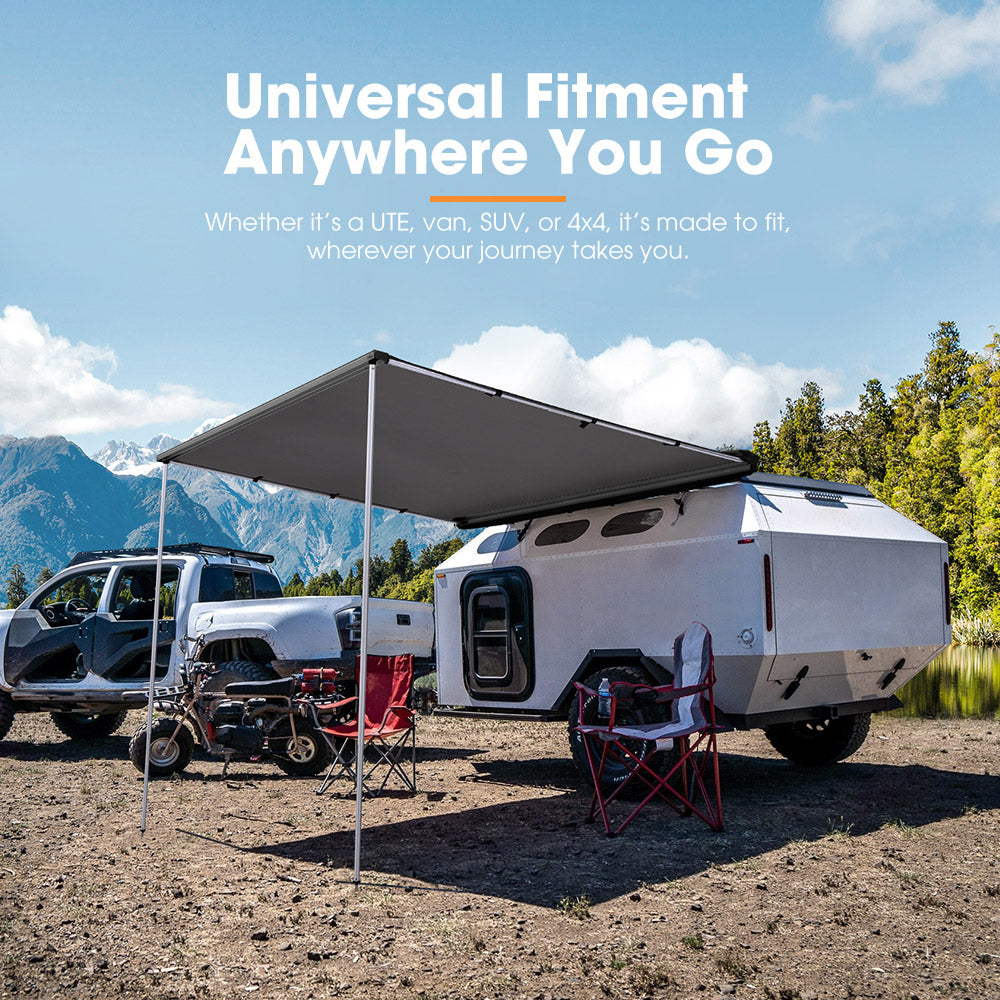 San Hima Pull-Out Side Awning 4.6ft x 6.6ft Telescoping Poles 30ft² Car Shade