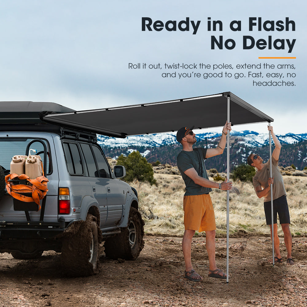 San Hima Pull-Out Side Awning 6.6ft x 8.2ft Telescoping Poles 54ft² Car Shade