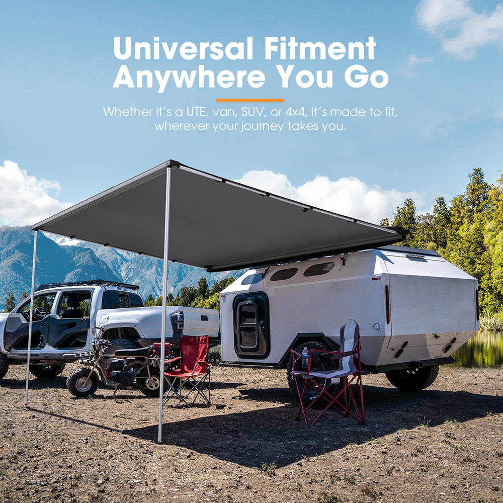 San Hima Pull-Out Side Awning 6.6ft x 8.2ft Telescoping Poles 54ft² Car Shade