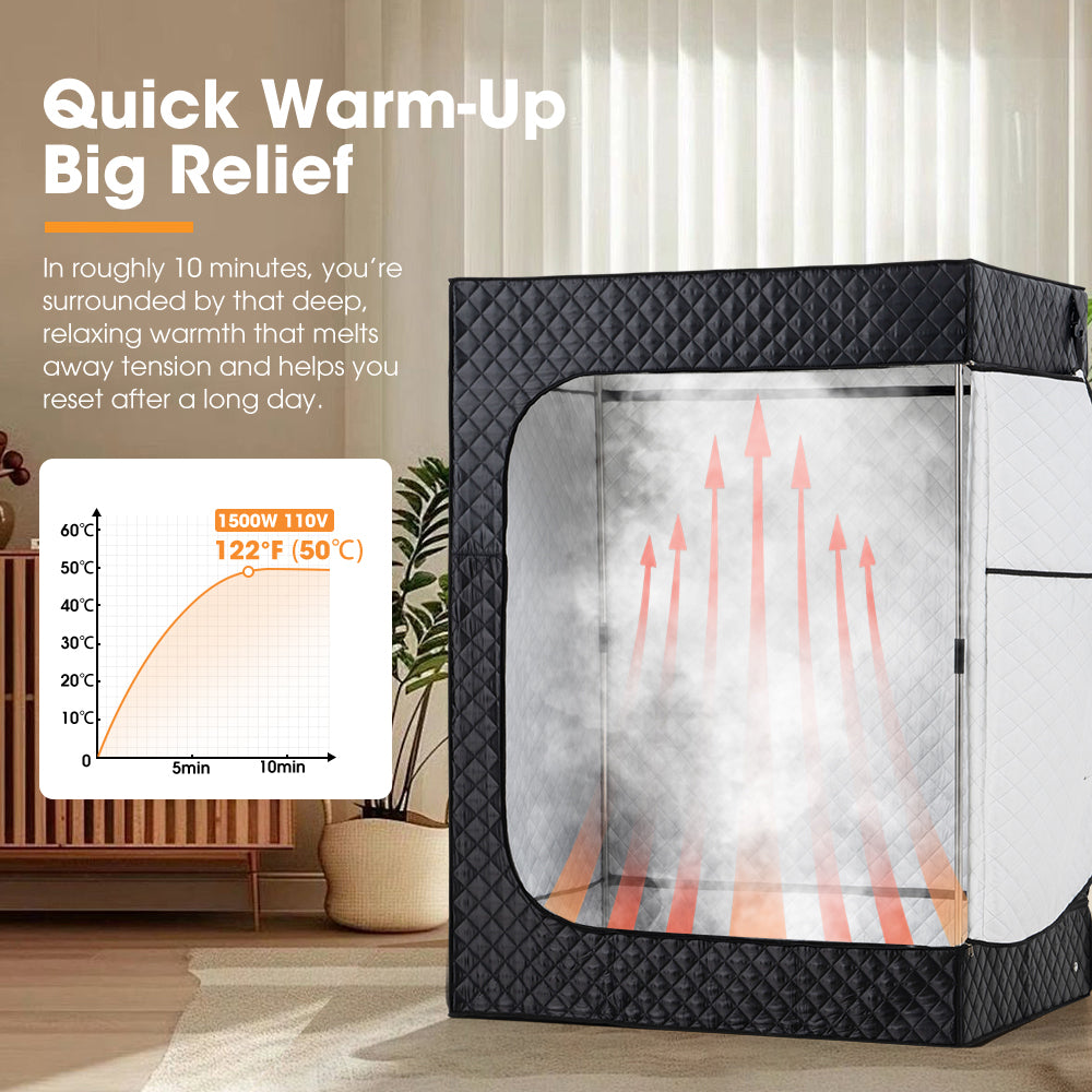 San Hima Portable Steam Sauna for Home with Steamer 2 Person Sauna Box