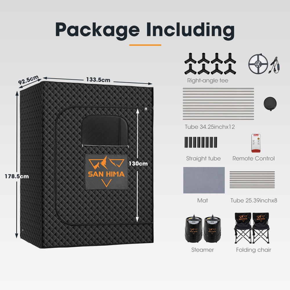 San Hima Portable Steam Sauna for Home with Steamer 2 Person Sauna Box