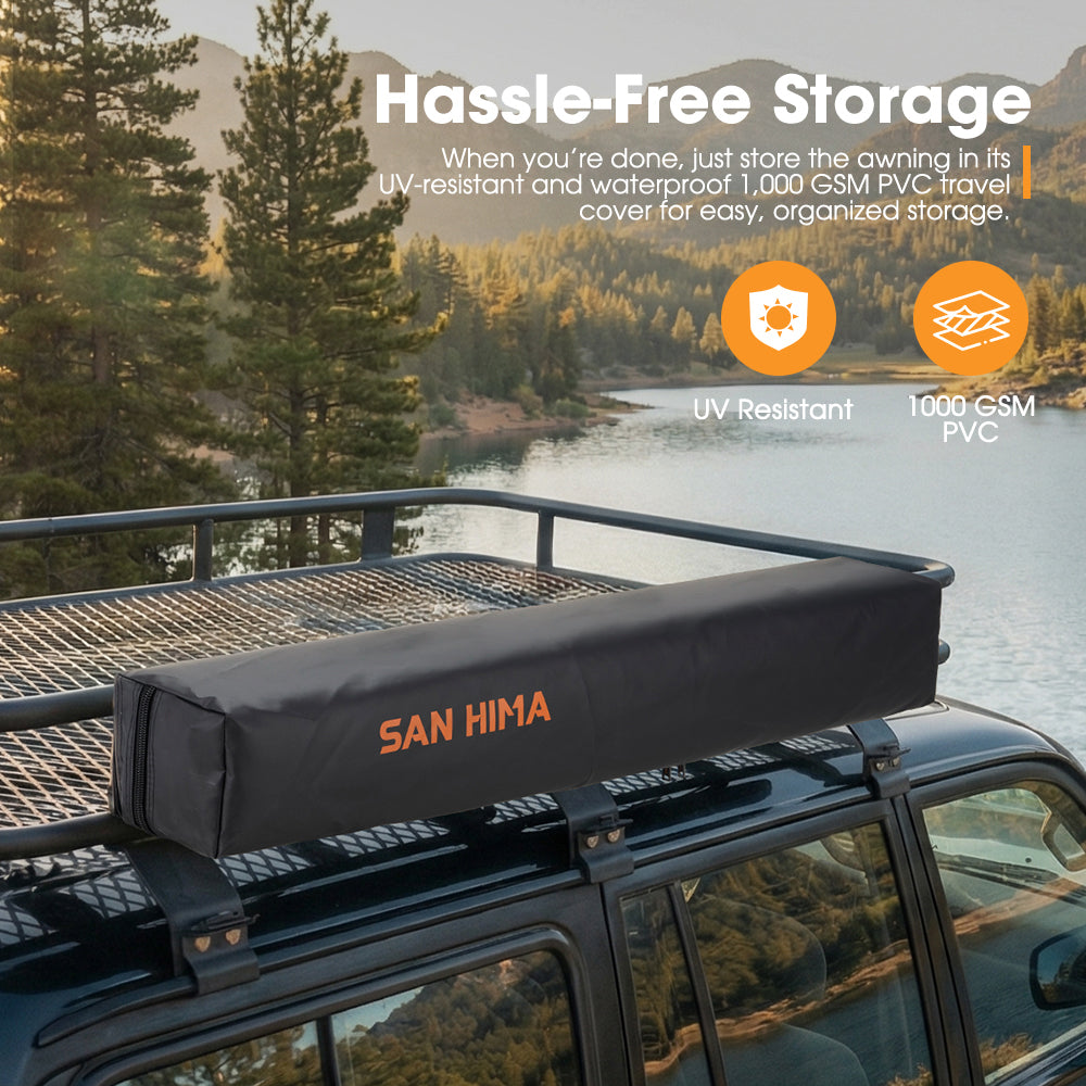 San Hima Awning Shower Tent with Roof Fold-Out 90° Swing Arm