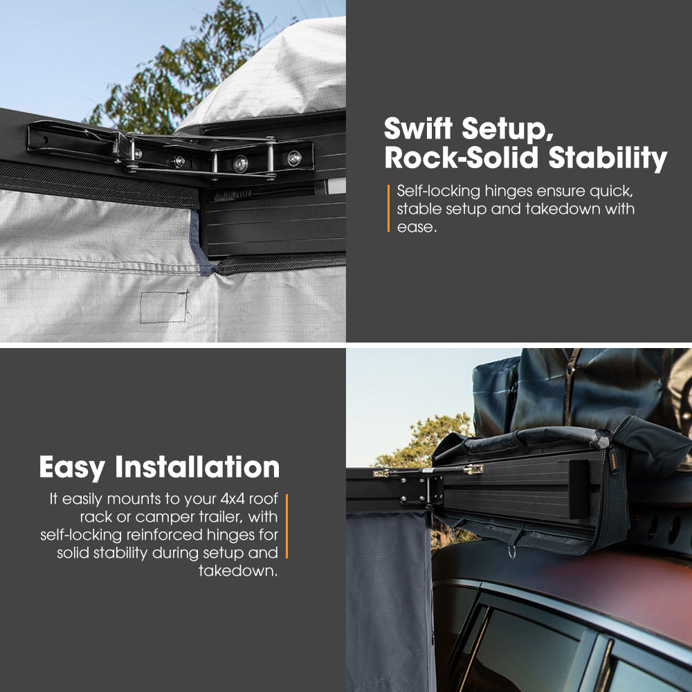 San Hima Awning Shower Tent with Roof Fold-Out 90° Swing Arm