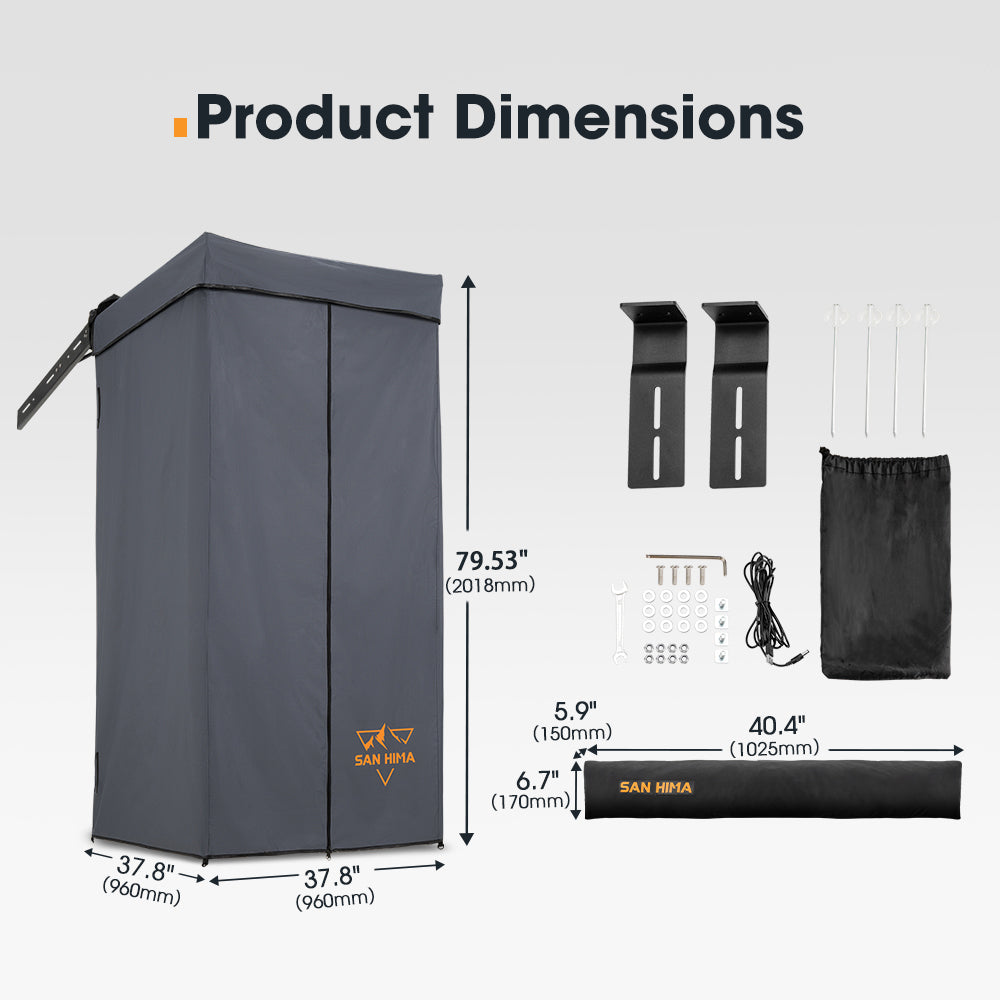 San Hima Shower Awning Tent with 90° Swing Arm