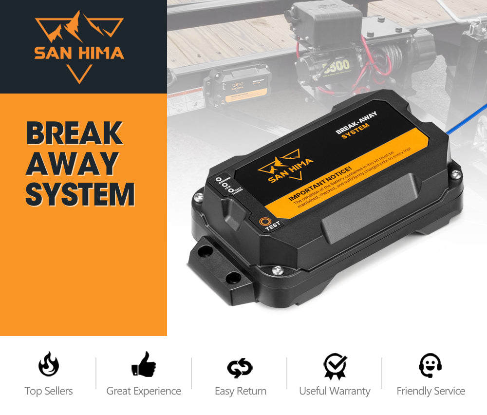San Hima 12V Break Away System with Battery & Switch Trailer Electric